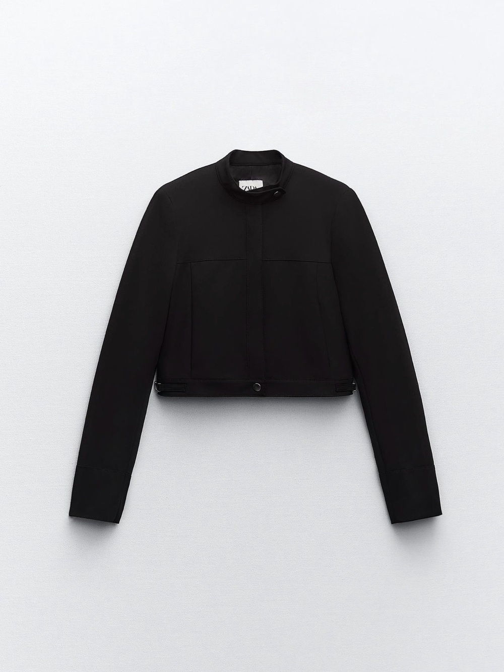 Zara Black Cropped Stand-Collar Jacket